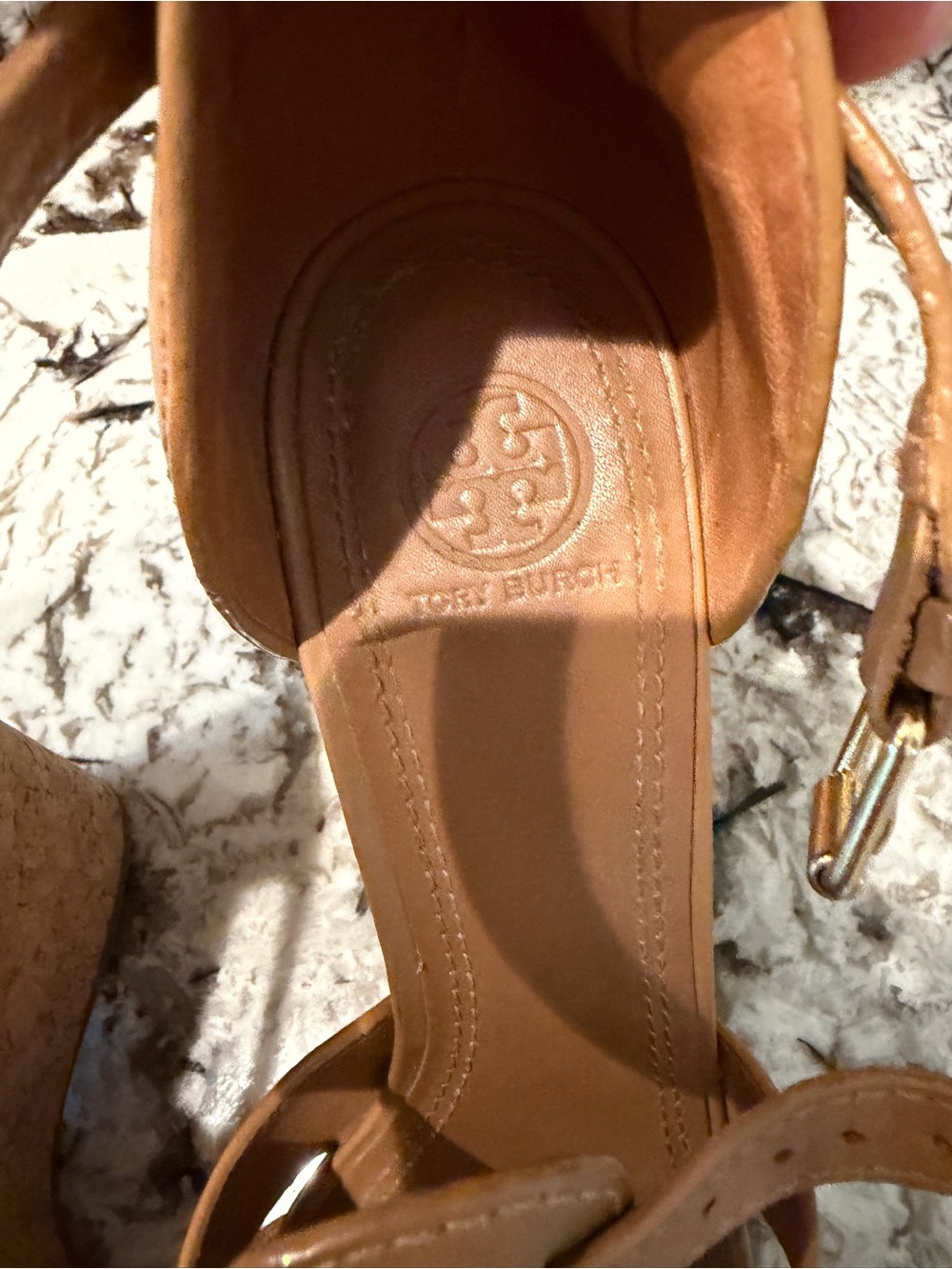 Tory Burch Tan Woven Leather Ankle-Strap Sandals - Picture 4 of 5
